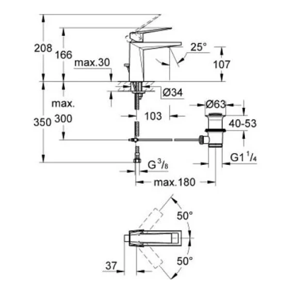 Grohe Allure Brilliant M 24341000 Krom Tek Kumandalı Lavabo Bataryası - Görsel 4