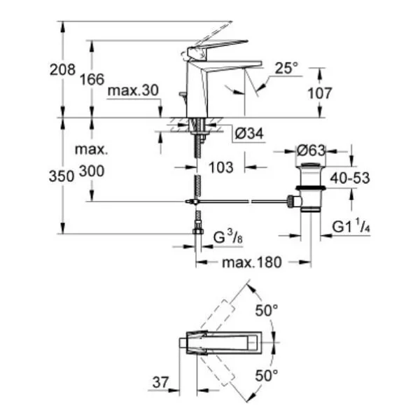 Grohe Allure Brilliant M 24341AL0 Brushed Hard Graphite Tek Kumandalı Lavabo Bataryası - Görsel 4