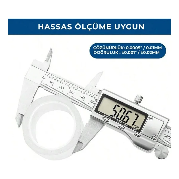 Paslanmaz Çelik Dijital Göstergeli Kumpas 150mm Kalınlık Ölçer - Görsel 3