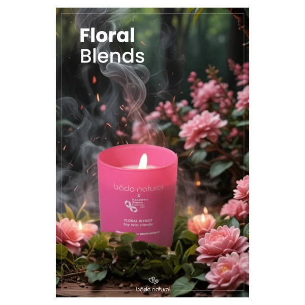 Bade Natural Soya Mumu Floral Blends %100 Doğal Ve Vegan - 1 Adet - Pembe - Görsel 2