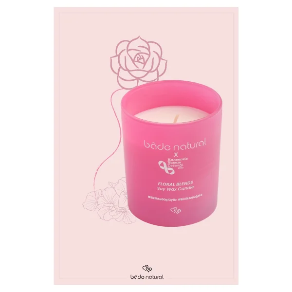 Bade Natural Soya Mumu Floral Blends %100 Doğal Ve Vegan - 1 Adet - Pembe - Görsel 3