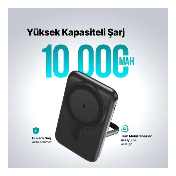 Ttec Recharger Pro M Lcd 2bb222 20 W 10000 mAh Hızlı Şarj Magsafe Powerbank - Görsel 9