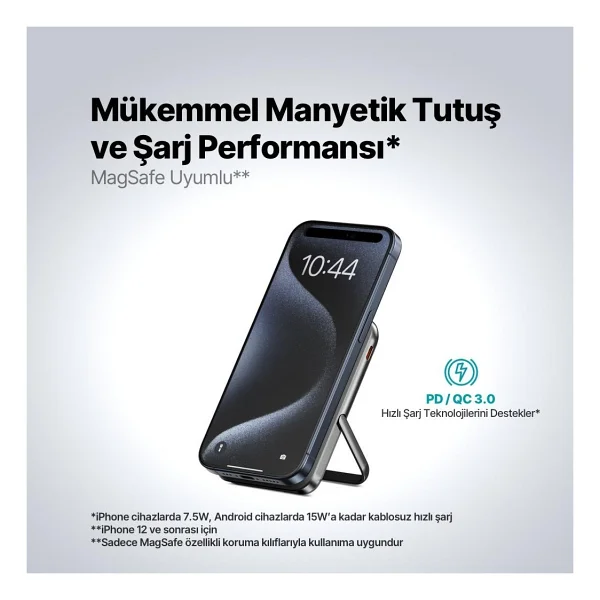 Ttec Recharger Pro M Lcd 2bb222 20 W 10000 mAh Hızlı Şarj Magsafe Powerbank - Görsel 10