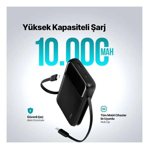 Ttec Recharger Pro Lcd 2bb215 22.5 W 10000 mAh Hızlı Şarj Powerbank - Görsel 2