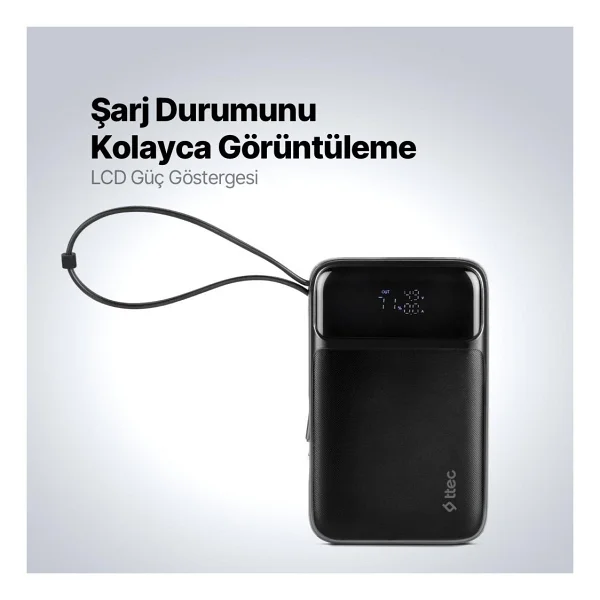Ttec Recharger Pro Lcd 2bb215 22.5 W 10000 mAh Hızlı Şarj Powerbank - Görsel 5