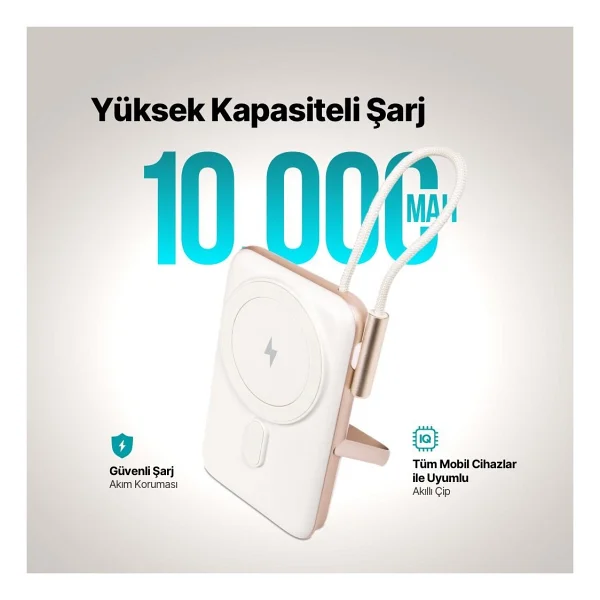 Ttec Recharger Pro M Lcd 2bb223 20 W 10000 mAh Hızlı Şarj Magsafe Powerbank - Görsel 2