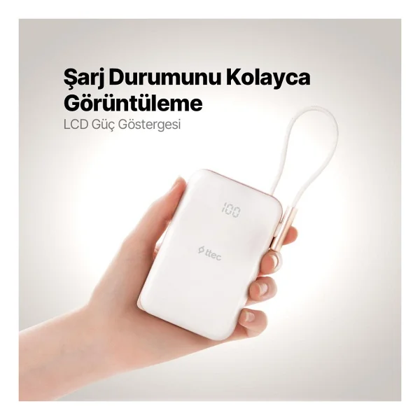 Ttec Recharger Pro M Lcd 2bb223 20 W 10000 mAh Hızlı Şarj Magsafe Powerbank - Görsel 5