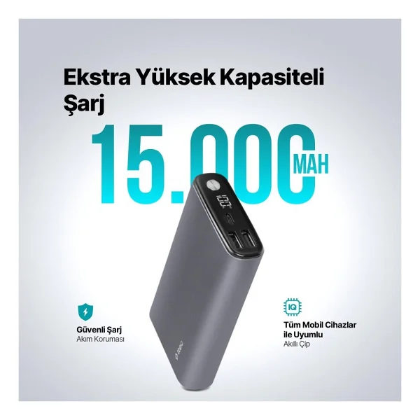 Ttec 2bb216ug Recharger Pro Lcd 65 W 15000 mAh Hızlı Şarj Powerbank - Görsel 8
