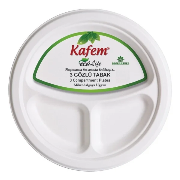 Kafem Kağıt Tabak Üç Gözlü Ekolojik 22 Cm 25 Adet - Görsel 2
