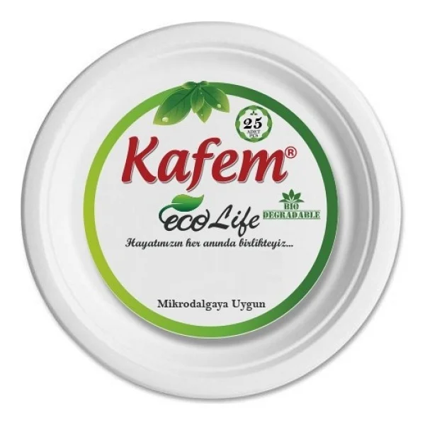 Kafem Kağıt Tabak Yuvarlak Ekolojik 22 Cm 25 Adet - Görsel 2