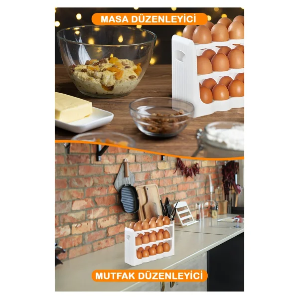 Mithra Life 3 Katlı 30 Bölmeli Buzdolabı Içi Yumurtalık Organizeri Mıt1094 - Beyaz - Görsel 3