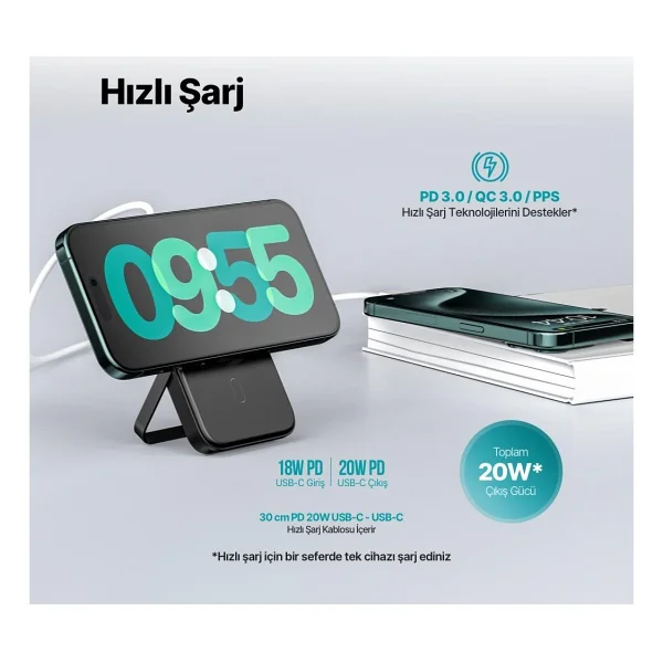 Ttec Recharger Pro M 2bb219 5000 mAh Standlı Hızlı Şarj Magsafe Powerbank - Görsel 10