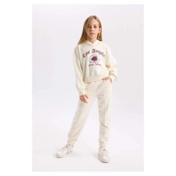 Defacto Kız Çocuk Ekru Oversize Geniş Kalıp Kapüşonlu Baskılı Sweatshirt D7041a824wn - Görsel 2