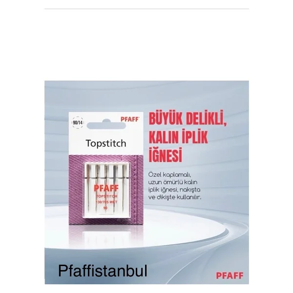 Pfaff Büyük Delikli, Metalik ( SIM ) Iplik Iğnesi 14 No. (1 Paket=5 Adet) (821196096) - Görsel 2