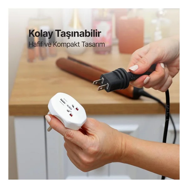 Ttec Akım Korumalı 10a/250v Amerikan/Avrupa/İngiliz Tipi Priz Dönüştürücü Priz Çevirici Adaptör Priz - Görsel 4