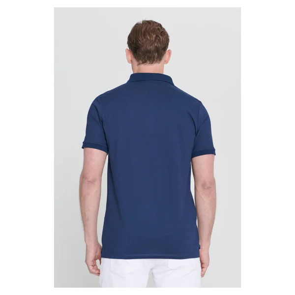 Altınyıldız Classics Erkek Çekmeyen Pamuklu Kumaş Slim Fit Dar Kesim Lacivert Kıvrılmaz Polo Yaka Tişört - 51l-Lacivert - Görsel 7