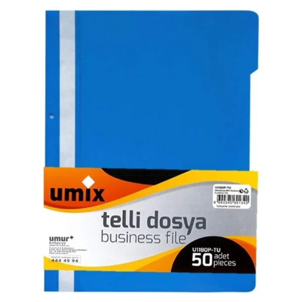 Umix Telli Plastik Dosya Mavi 50 Li 1 Paket - Görsel 6