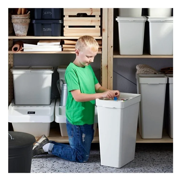 Ikea Hallbar 35 Litre Çöp Kutusu, Atık Ayırma, Çamaşır Ayırma Kutusu Açık Gri - Görsel 3