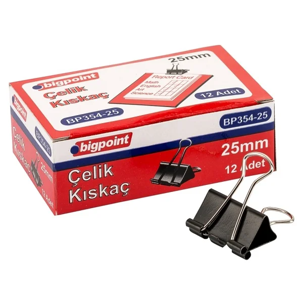 Bigpoint Çelik Kıskaç 85 Sayfaya Kadar Dayanıklı Paslanmaz Çelik Mekanizma, 25 mm - Görsel 2