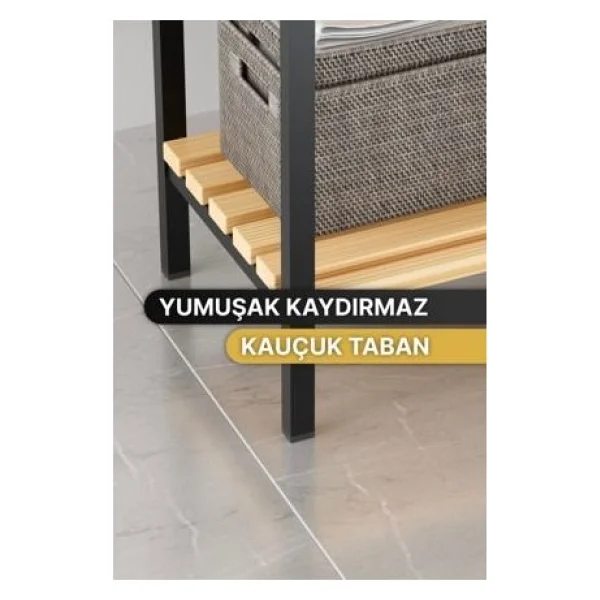 Bino Banyo Düzenleyici Mutfak Rafı Banyo Dolabı Çok Amaçlı Dolap 4 Katlı Metal - Görsel 3