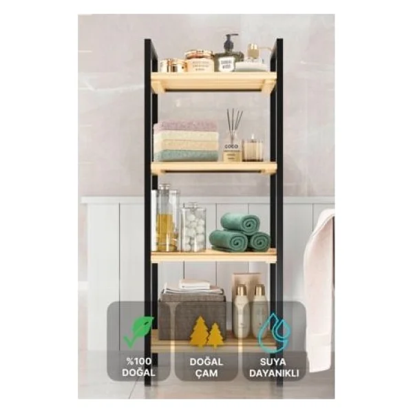 Bino Banyo Düzenleyici Mutfak Rafı Banyo Dolabı Çok Amaçlı Dolap 4 Katlı Metal - Görsel 4