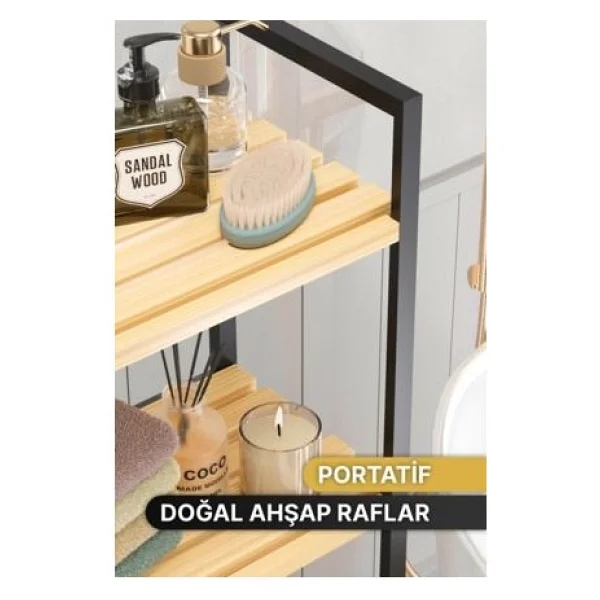 Bino Banyo Düzenleyici Mutfak Rafı Banyo Dolabı Çok Amaçlı Dolap 4 Katlı Metal - Görsel 5