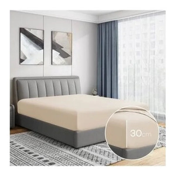 Soley Jersey %100 Doğal Pamuklu Tek Kişilik 100 X 200 Lastikli Çarşaf - Bej - 100 X 200 Cm - Görsel 2