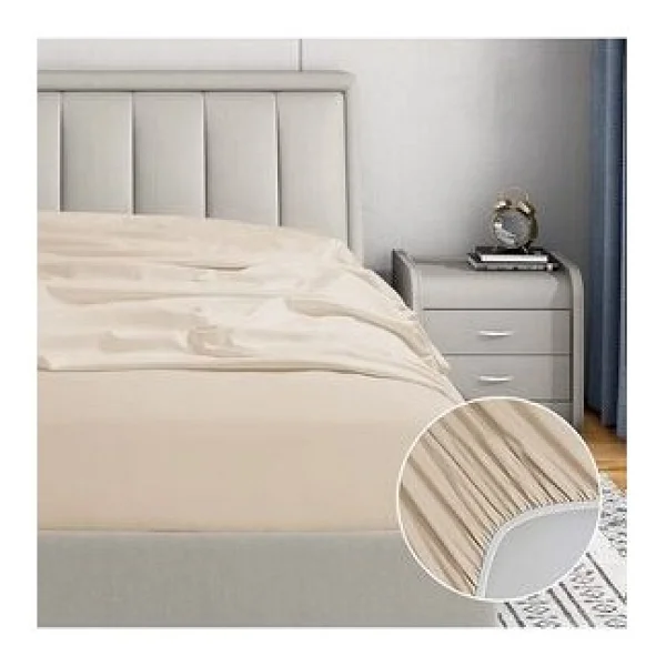 Soley Jersey %100 Doğal Pamuklu Tek Kişilik 100 X 200 Lastikli Çarşaf - Bej - 100 X 200 Cm - Görsel 3