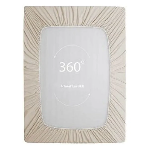 Soley Jersey %100 Doğal Pamuklu Tek Kişilik 100 X 200 Lastikli Çarşaf - Bej - 100 X 200 Cm - Görsel 4