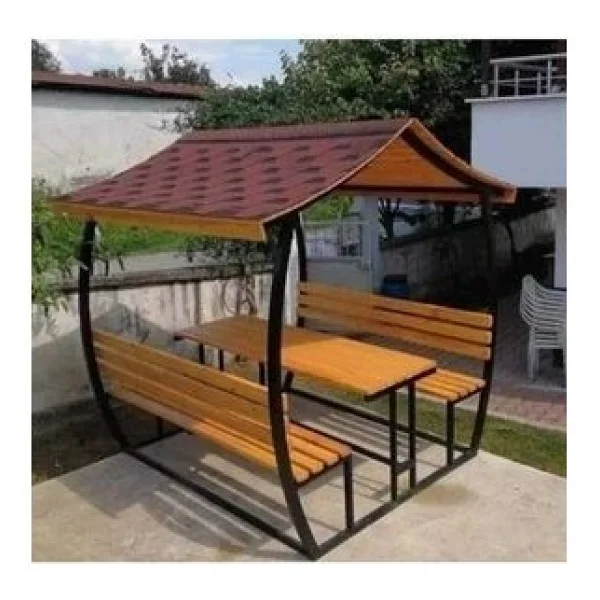 Puhu Aksesuar Japon Çatı Model Ahşap Kamelya/Çardak Piknik Masası (6 Kişilik) Jkç6-96 - Görsel 4