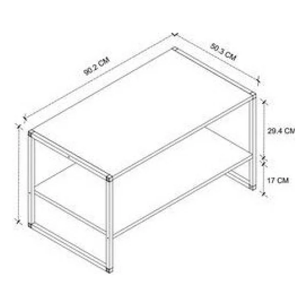 Bofigo Metal Raflı Dikdörtgen 50x90 Orta Sehpa - Görsel 2