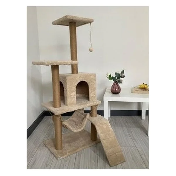Nursoft B-07 Hamaklı Yuvalı Lüx Kedi Tırmalama Oyun Evi - Turkuaz - Görsel 8