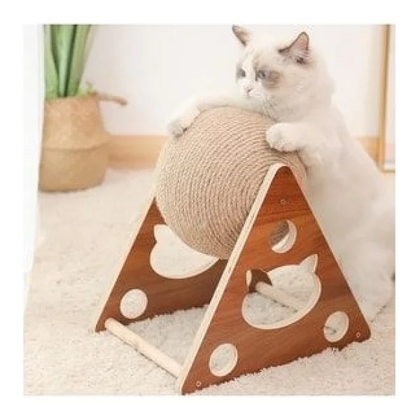 Tineke Ahşap Ipli Kedi Oyuncagi Topu Kedi Tırmalaması - Görsel 5