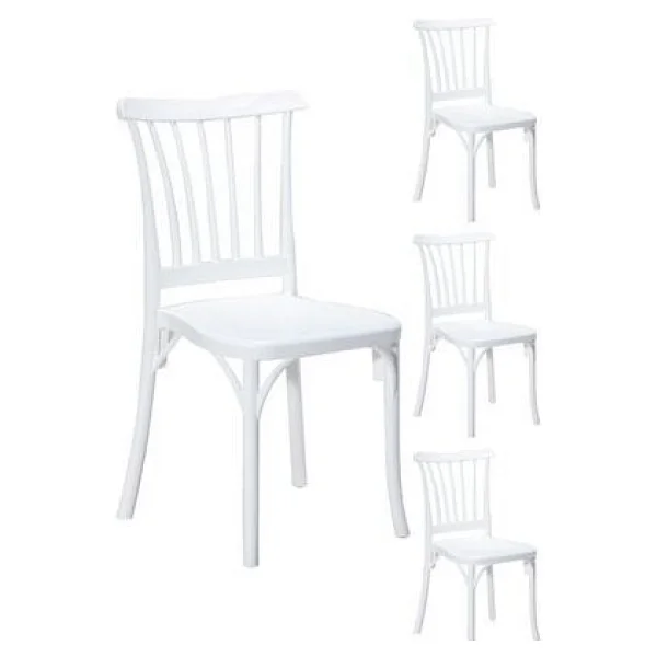 Mobetto 4 Adet Violet Beyaz Sandalye / Balkon-Bahçe-Mutfak