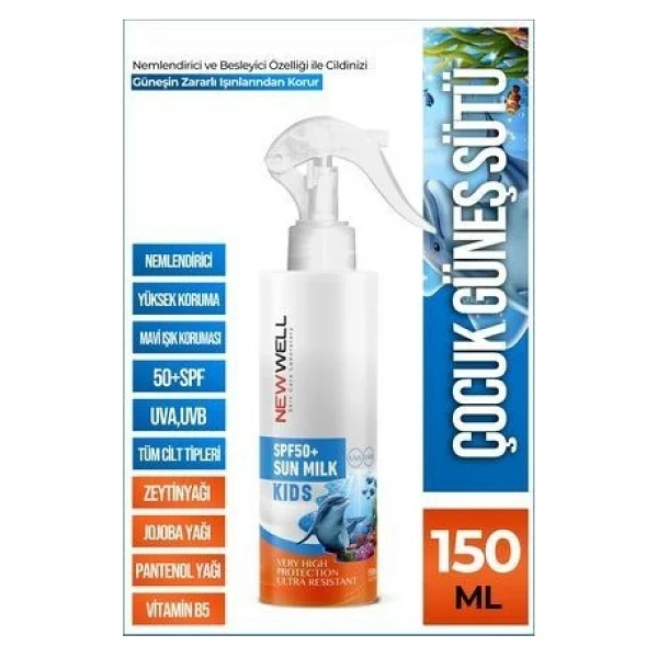 New Well Jojoba Oil 150 ml 50 Faktör Çocuk Güneş Sütü - Görsel 5