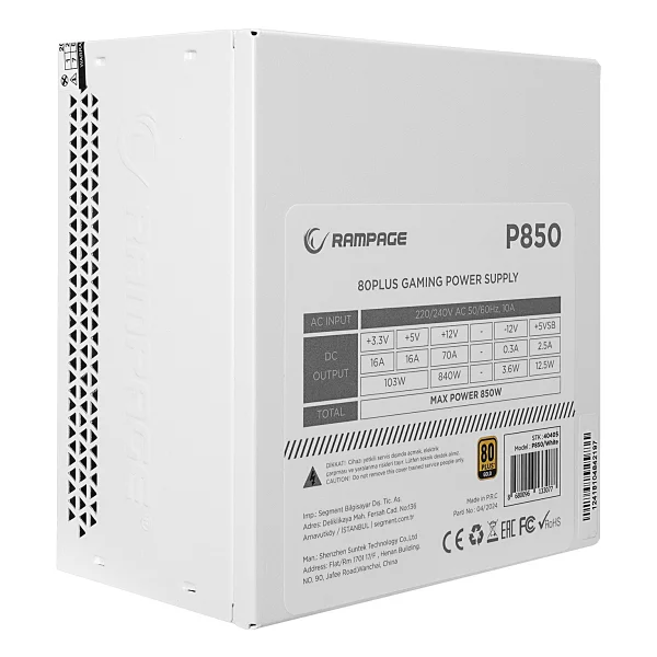 Rampage P850 850 W Beyaz Power Supply - Görsel 4