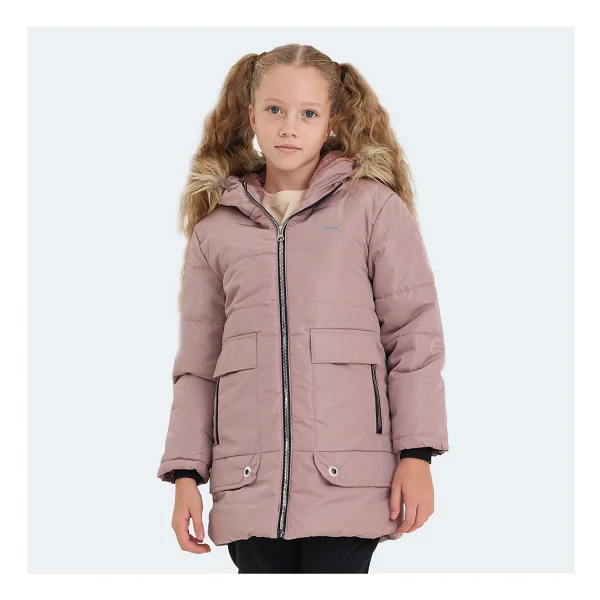 Slazenger Camelia Kapüşonlu Mor Çocuk Mont - Görsel 8