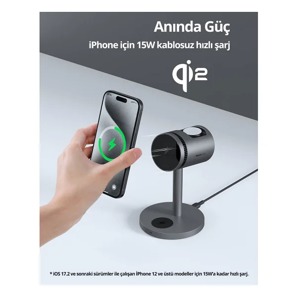 Aukey Lc-Mc311a-Gy 3in1 Kablosuz Şarj Aleti - Görsel 4