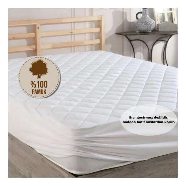 Formeya Pamukkale Alez Kapitone Fitted Yatak Koruyucu %100 Pamuk Alez (16 Ebat) - Beyaz - 100 X 200 Cm - Görsel 7