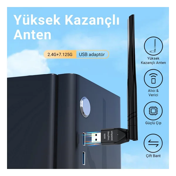 Veggieg V-K300ax 300 Mbps Kablosuz Ağ Adaptörü - Görsel 2