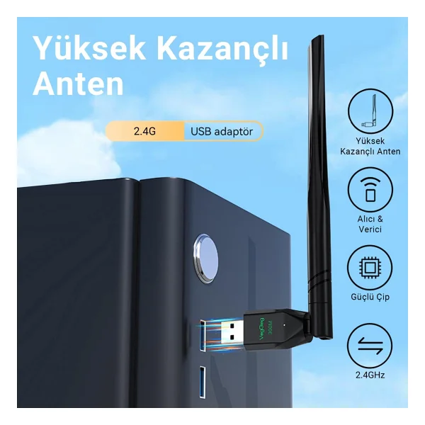 Veggieg V-K300 300 Mbps Kablosuz Ağ Adaptörü - Görsel 2