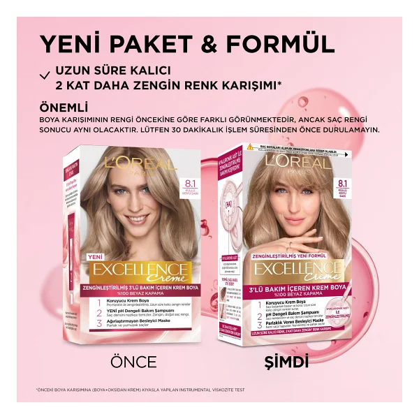 L'oreal Paris Excellence Creme 8.1 Koyu Küllü Sarı Saç Boyası - Görsel 5