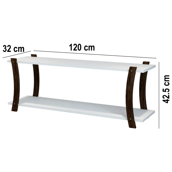 Jest Dekor Konsept Lova Beyaz Ahşap Raflı Televizyon Sehpası, TV Ünitesi, TV Sehpası - 120x30 Cm - Şık Ve Ergonomik - Görsel 3