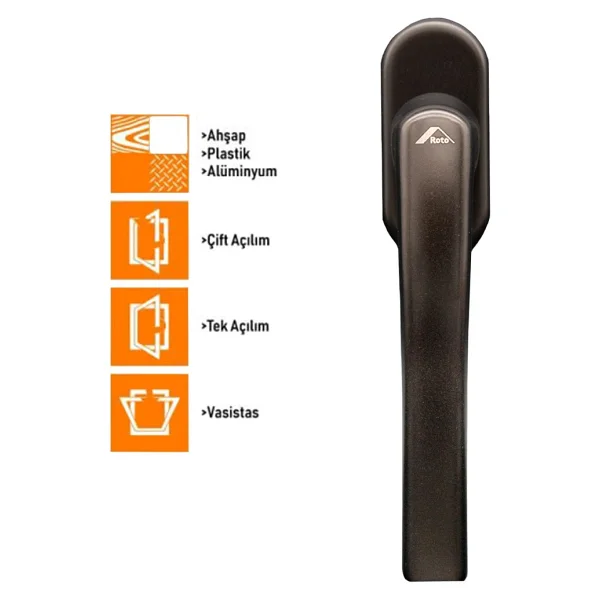 Roto Line Secustik Siyah Pvc Pimapen Pencere Kolu