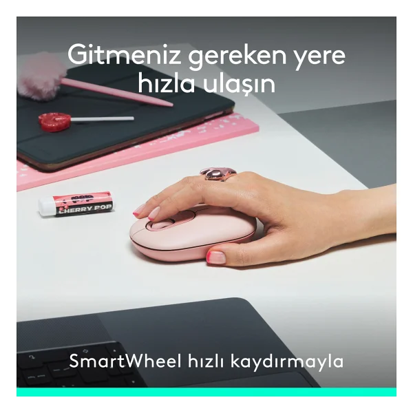 Logitech Pop Icon Combo 920-013077 Pembe Kablosuz Klavye Mouse Seti - Görsel 3