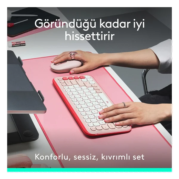 Logitech Pop Icon Combo 920-013077 Pembe Kablosuz Klavye Mouse Seti - Görsel 5
