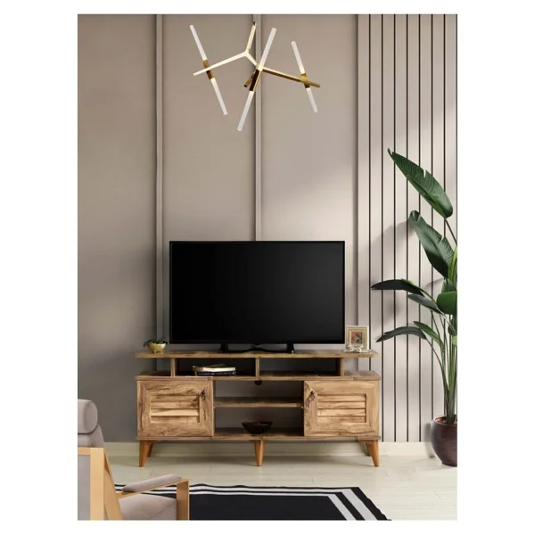 Venüs Vns Modüler 110 Cm Panjurlu Raflı TV Sehpası Barok Ceviz - Görsel 7