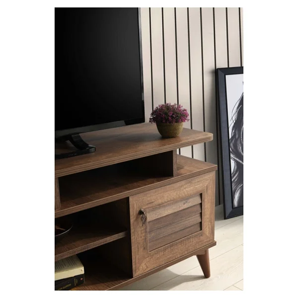 Venüs Vns Modüler 110 Cm Panjurlu Raflı TV Sehpası Barok Ceviz - Görsel 5