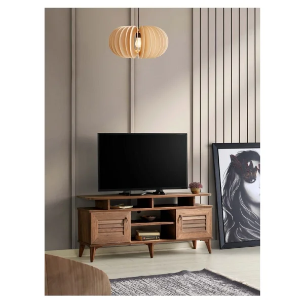 Venüs Vns Modüler 110 Cm Panjurlu Raflı TV Sehpası Barok Ceviz - Görsel 6