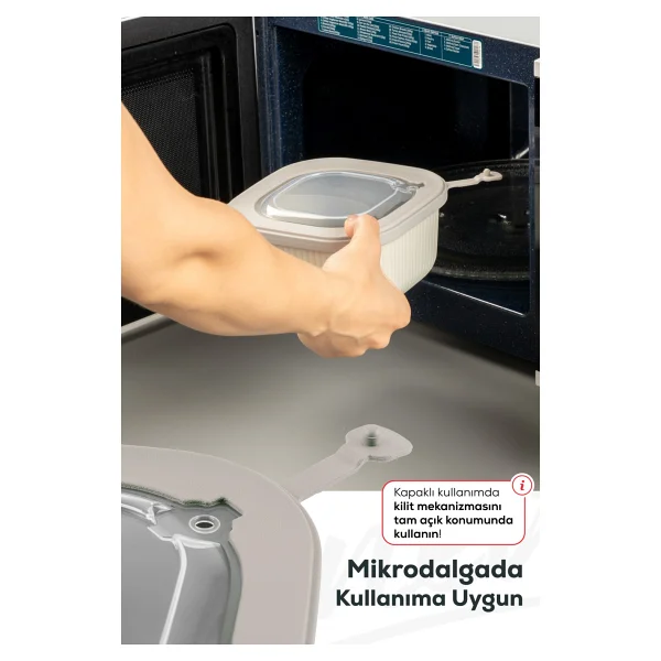 Vienev 9'lu 3x(600-1100-1800 ML) Mikrodalga Ve Difrize Uygun Vip Kapaklı Özel Saklama Kabı Seti Bej - Görsel 5